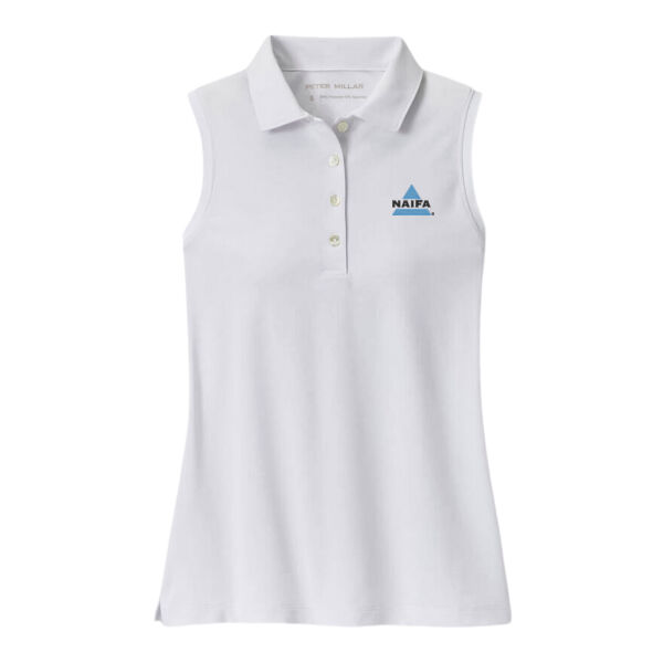   - Women's Banded Sport Mesh Sleeveles Button Polo  Thumbnail